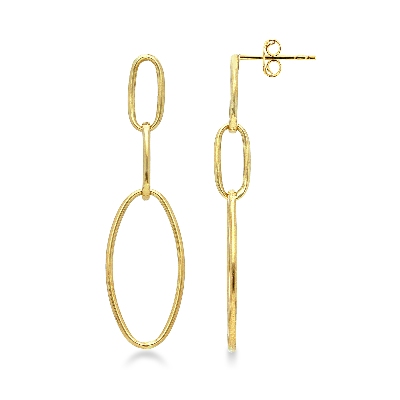 Yellow gold 18k earrings with 5 cm oval pendants