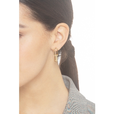 18k yellow gold paper clip drop earrings