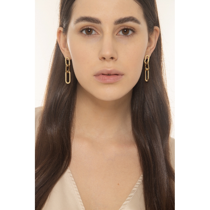 Orecchini in oro giallo 18k a graffetta lucida