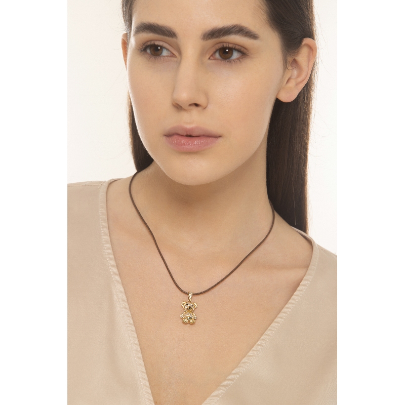 18k yellow gold teddy bear pendant with zircons