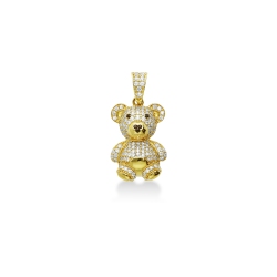 18k yellow gold teddy bear pendant with zircons