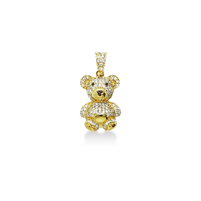 18k yellow gold teddy bear pendant with zircons