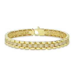 18k yellow gold fancy man bracelet with zircons