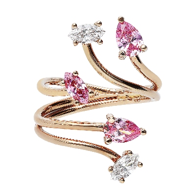 18k rose gold fancy ring with gemstones