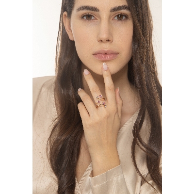 18k rose gold fancy ring with gemstones