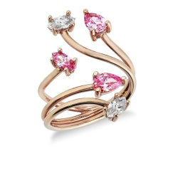 18k rose gold fancy ring with gemstones
