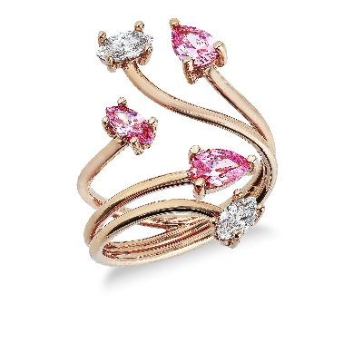 18k rose gold fancy ring with gemstones
