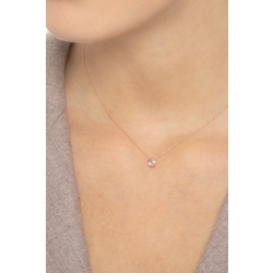 Collana Donna in Argento 925 con Ciondolo cuore in Zircone rosa - Gioielli Miyu Bijoux collezione Silver
