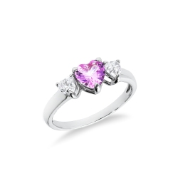 Ring in white gold 18k with central pink stone