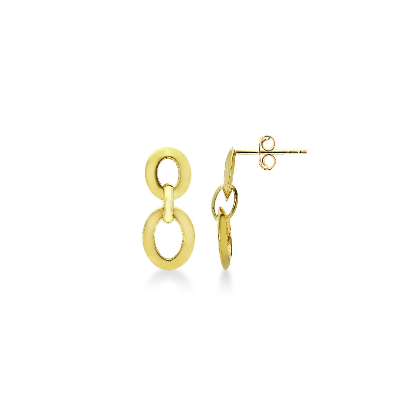 18k yellow gold earrings with hoops pendants 