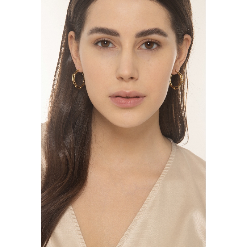 Orecchini a cerchio paper clip in oro giallo 18k, diametro di circa 2.5 cm