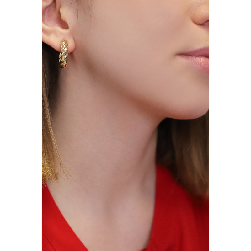 Twist round earrings in yellow gold