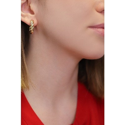 Twist round earrings in yellow gold