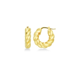 Twist round earrings in yellow gold