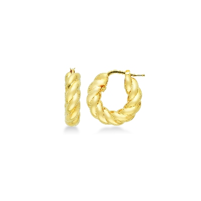 Twist round earrings in yellow gold