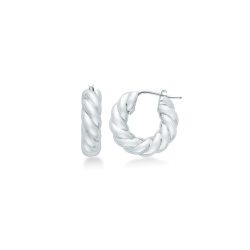Twist round hoop earrings white gold
