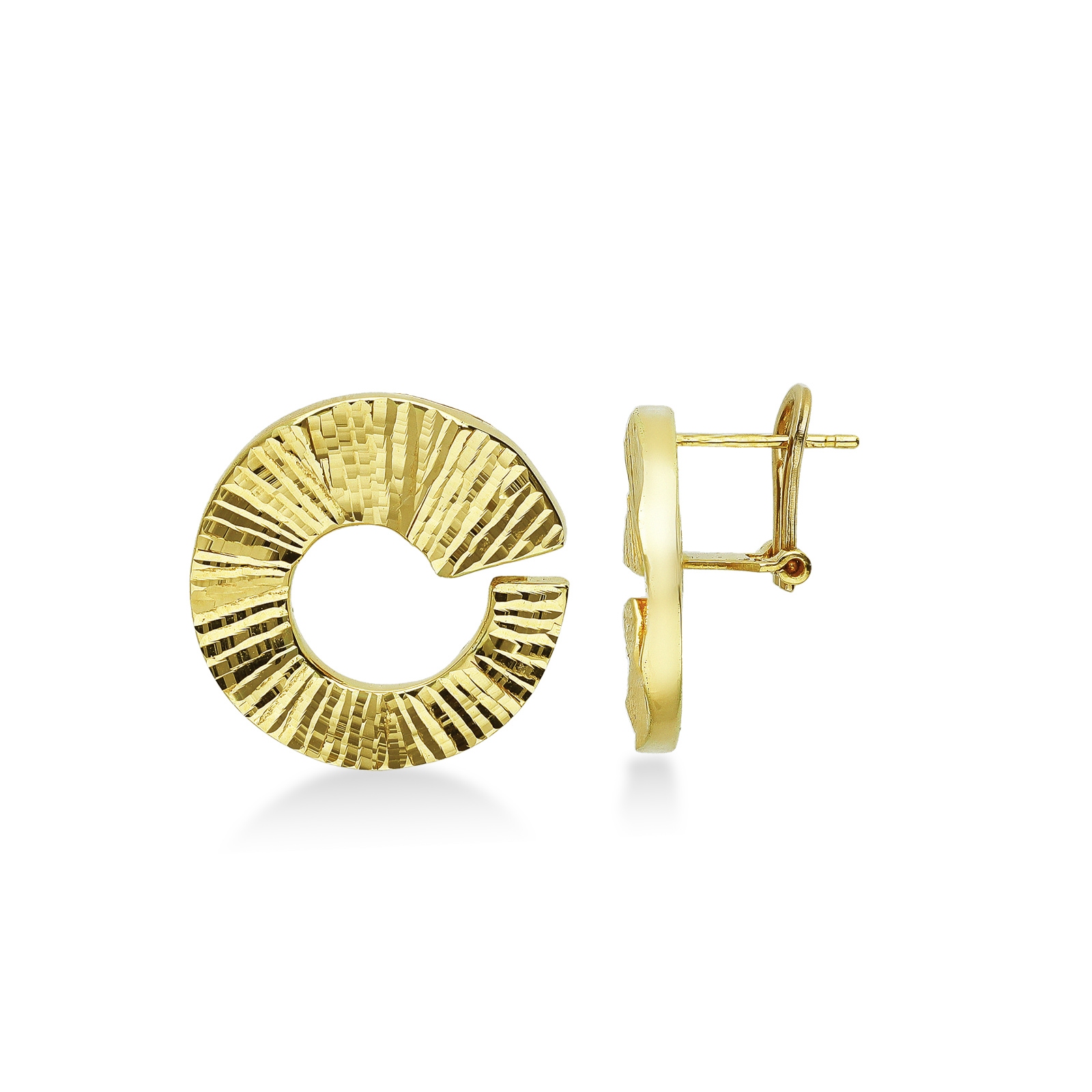 Prins Orecchini A Cerchio In Oro Giallo 585 (14K) - Gioielli Artigianali Italiani, Lucidi, In Regalo Confezione, Da 13 Mm