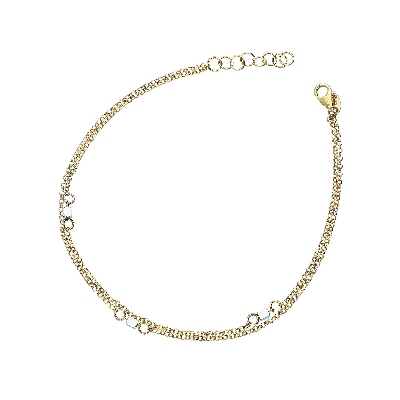 Bracciale doppio filo in oro giallo 18k con quadratini