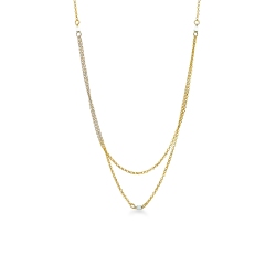 750 yellow gold necklace double thread with squares