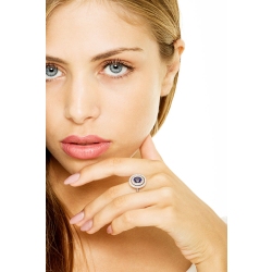 White gold 18k ring with oval cut blue sapphire and diamonds  2