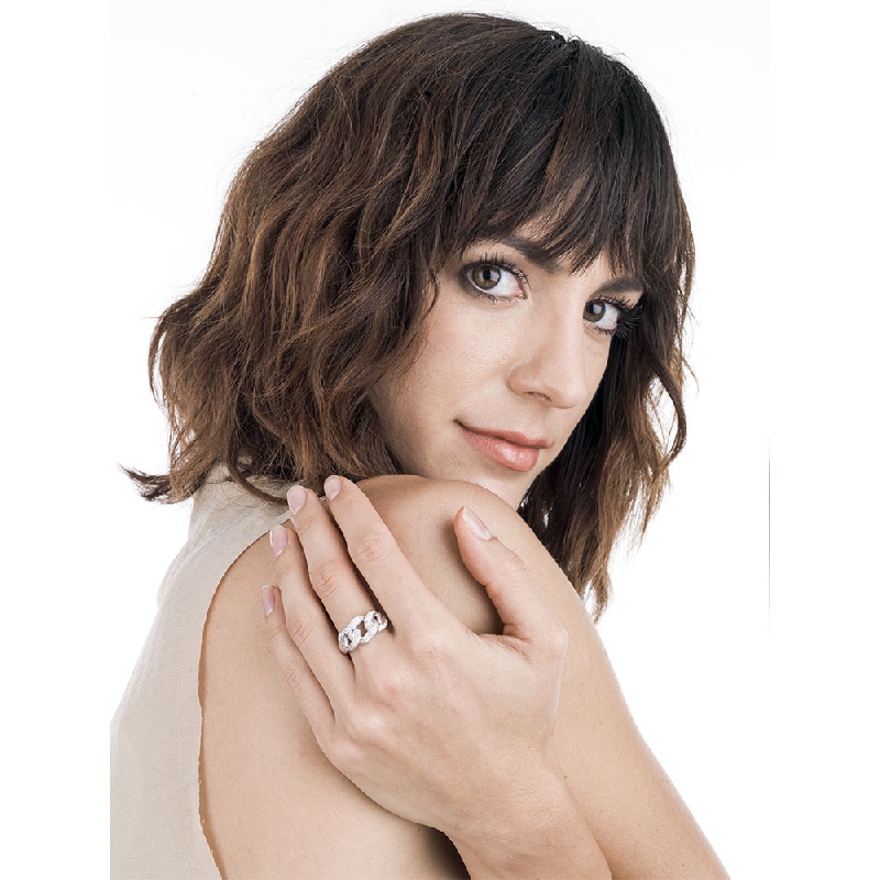 Diamonds groumette ring in white gold 18k 