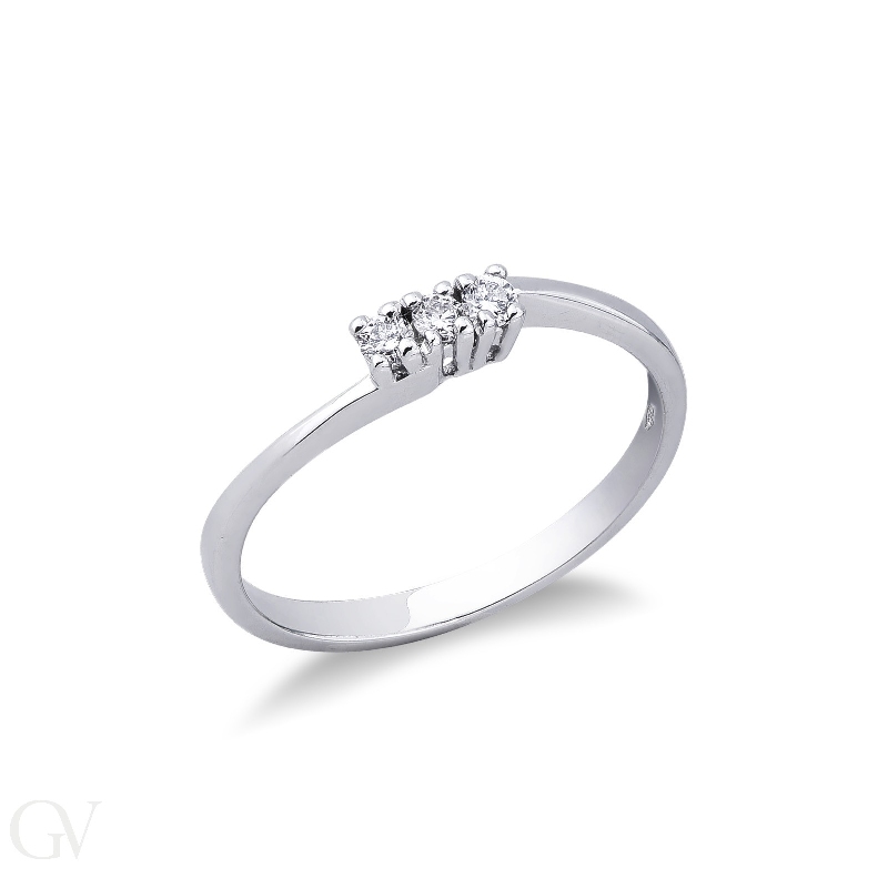 Trilogy ring white gold 18k with diamonds 0,12 ct