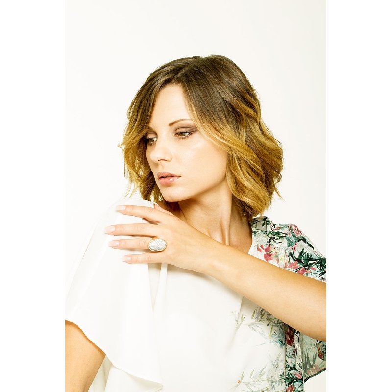 White, yellow, pink gold 18k ring with diamonds 