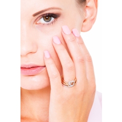 18k white and rosé gold crossover ring with diamonds  2