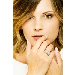 Band ring with diamonds in yellow and white gold 18k 2