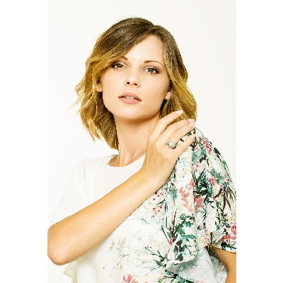 Rosé and white gold 18k band ring with diamonds