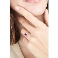 White gold 18k halo ring with ruby and diamonds 2
