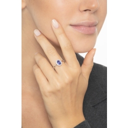 White gold 18k halo ring with diamonds and tanzanite oval cut  2