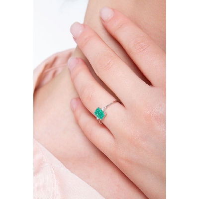 ANELLO SMERALDO RETTANGOLARE MM7X5 CON 1BRILL X LATO