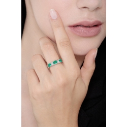 White gold 18k ring with three emeralds and diamonds  2