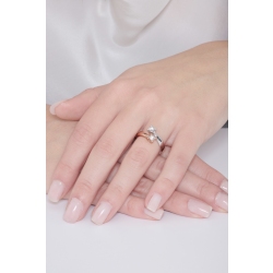 White and rosé gold 18k curved shank diamond ring  2