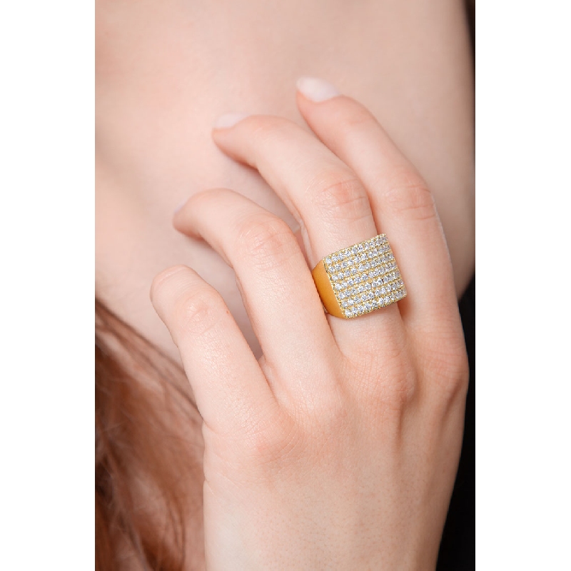 18k yellow gold band ring with 7 rows of diamonds 