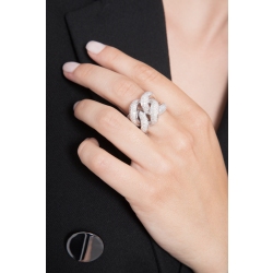 Anello nodo groumette in Oro Bianco 18k con Diamanti 2