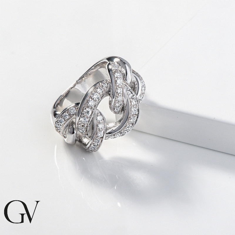 White gold 18k diamonds groumette ring 