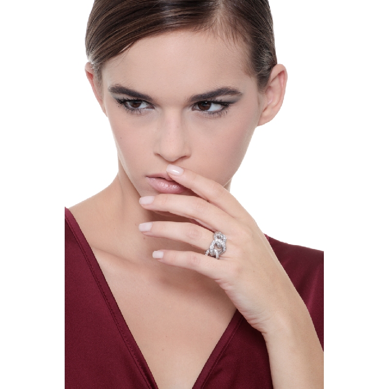 White gold 18k diamonds groumette ring 