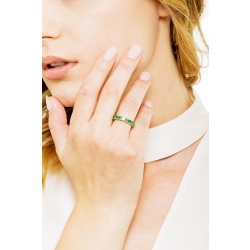 Yellow gold 18k ring with diamonds and emeralds  2