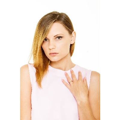 Rosé gold 18k trilogy ring with diamonds 