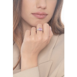 Ring in white gold 18k with pink sapphire emerald cut 2