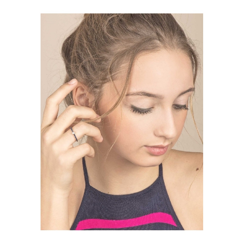 Ring 18k White Gold with Diamond, Blue Sapphire 