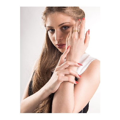 Yellow gold 18k trilogy ring with diamonds 