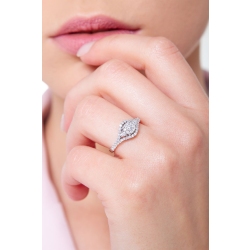 White gold 18k halo ring with diamonds central and shoulder set  2