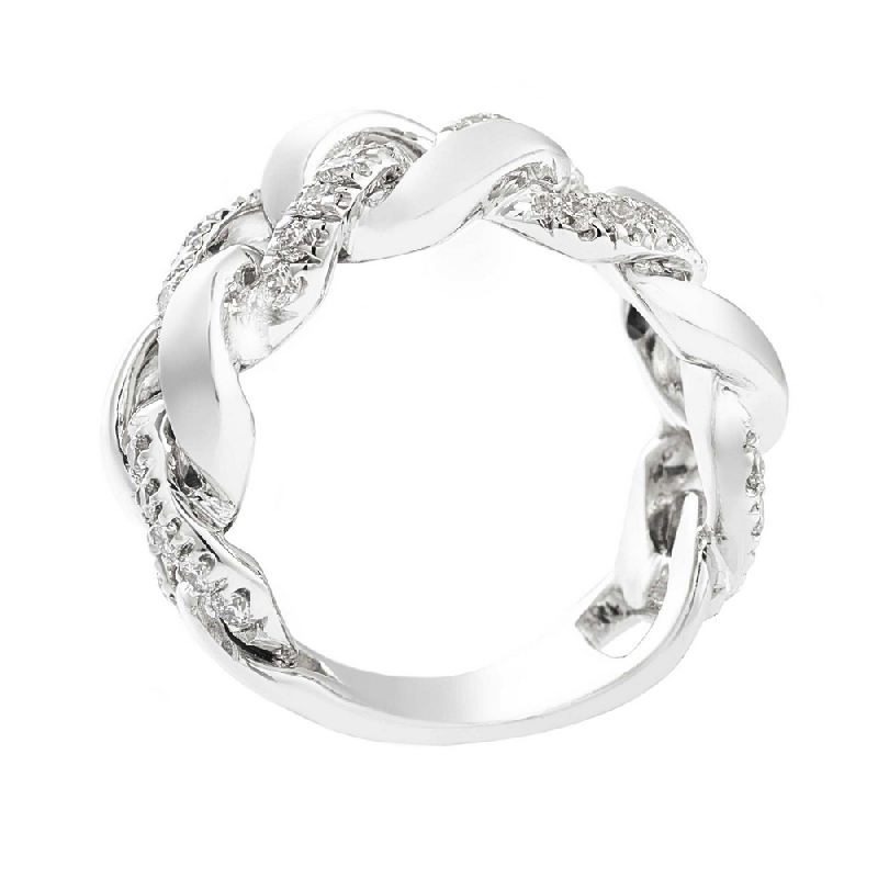 Groumette ring with diamonds in white gold 18k