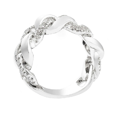 Groumette ring with diamonds in white gold 18k