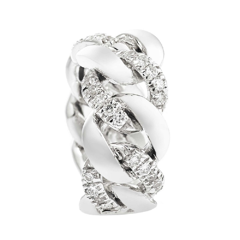 Groumette ring with diamonds in white gold 18k