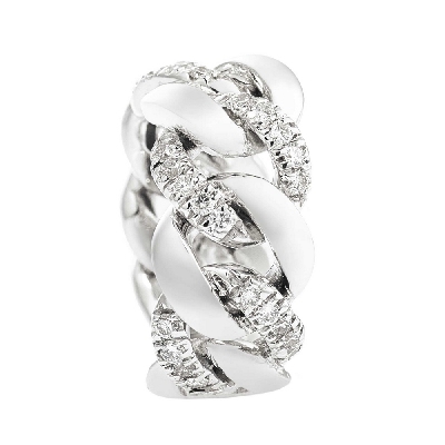 Groumette ring with diamonds in white gold 18k