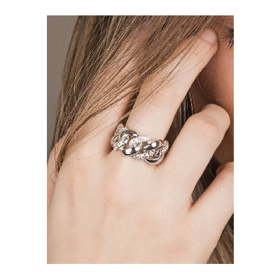 Groumette ring with diamonds in white gold 18k
